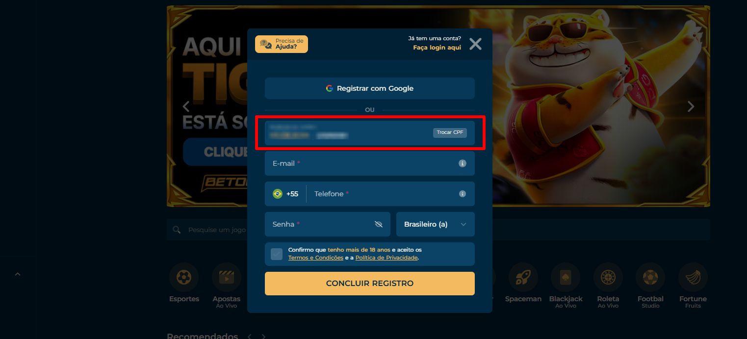Digite seu CPF e clique em "Validar"