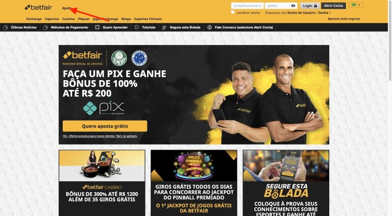 Como entrar em contato com o Suporte da Betfair?