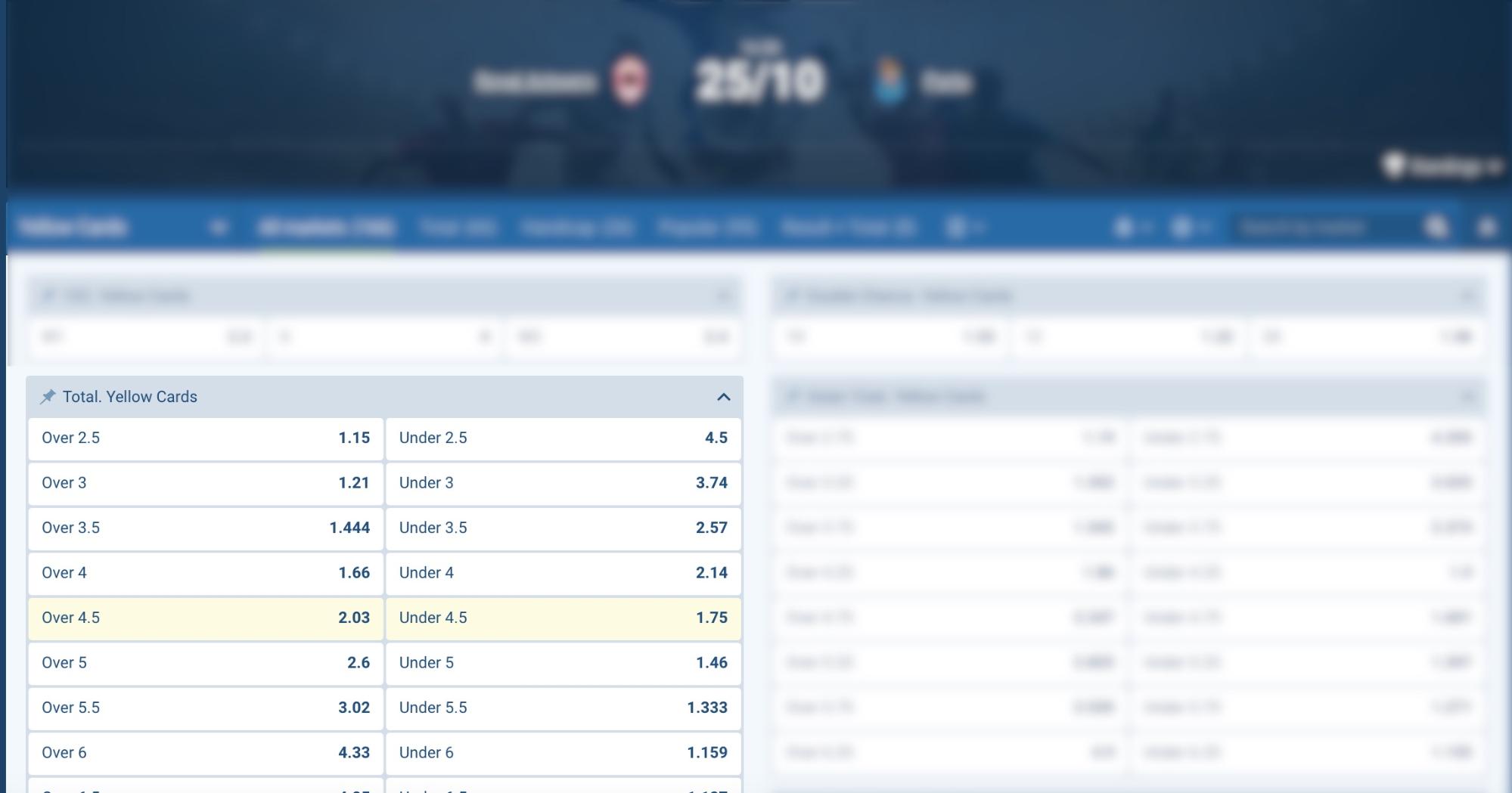 Mais de 5.5 cartões - o que significa