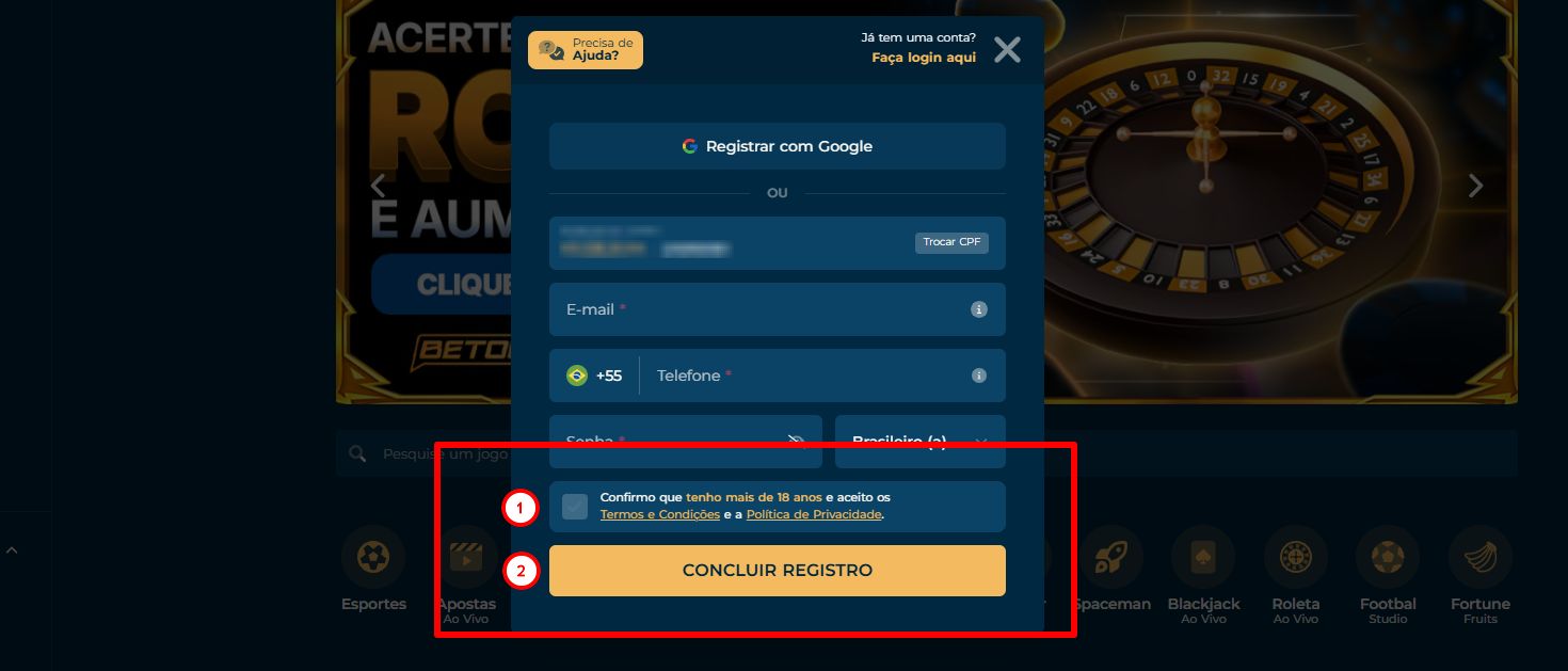 Clique em "Concluir registro" e pronto!