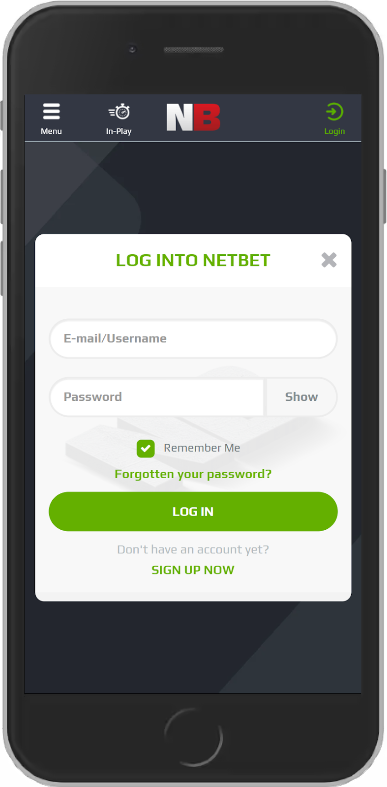 Schermata dell app Netbet che mostra la lobby dei giochi