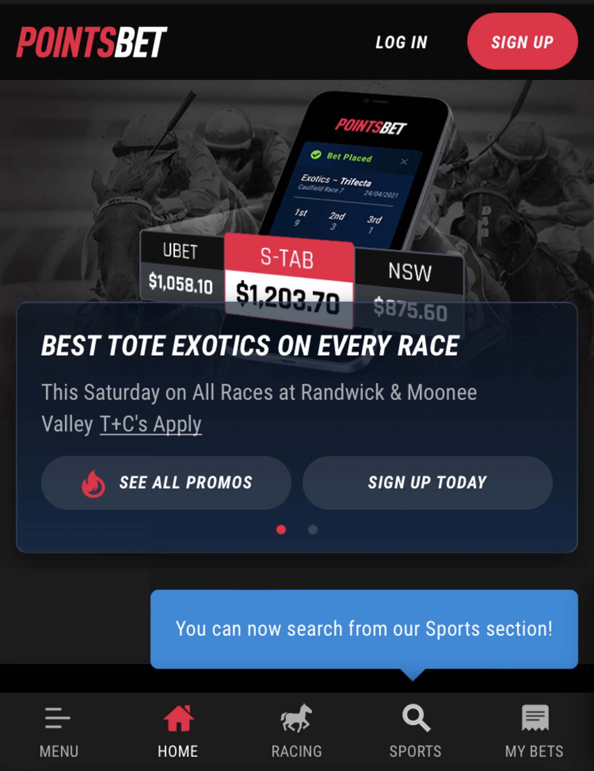 Technical view of the Pointsbet login portal and registration form fields