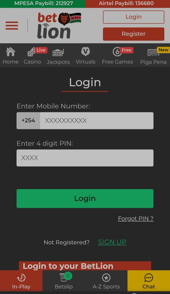 Lionbet login