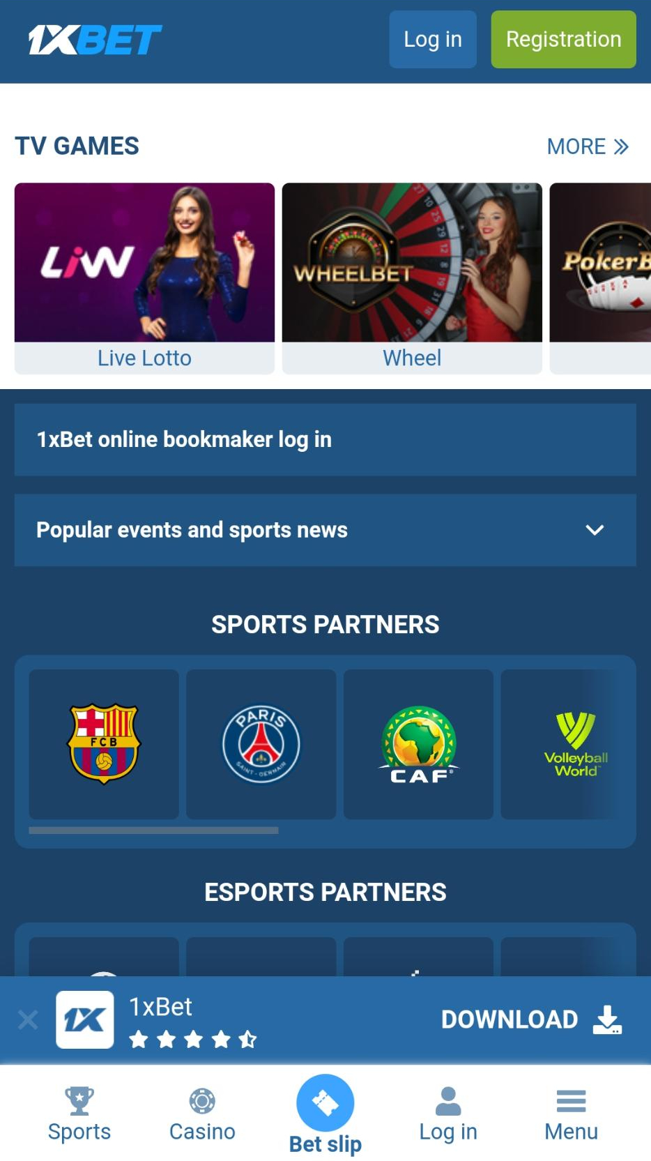 1xbet app interface