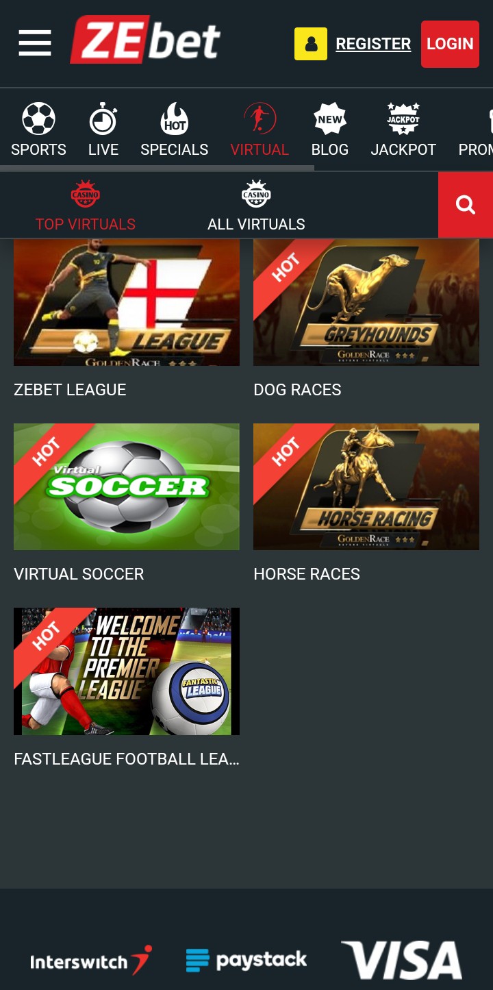 Zebet Casino interface met slots en bonussen