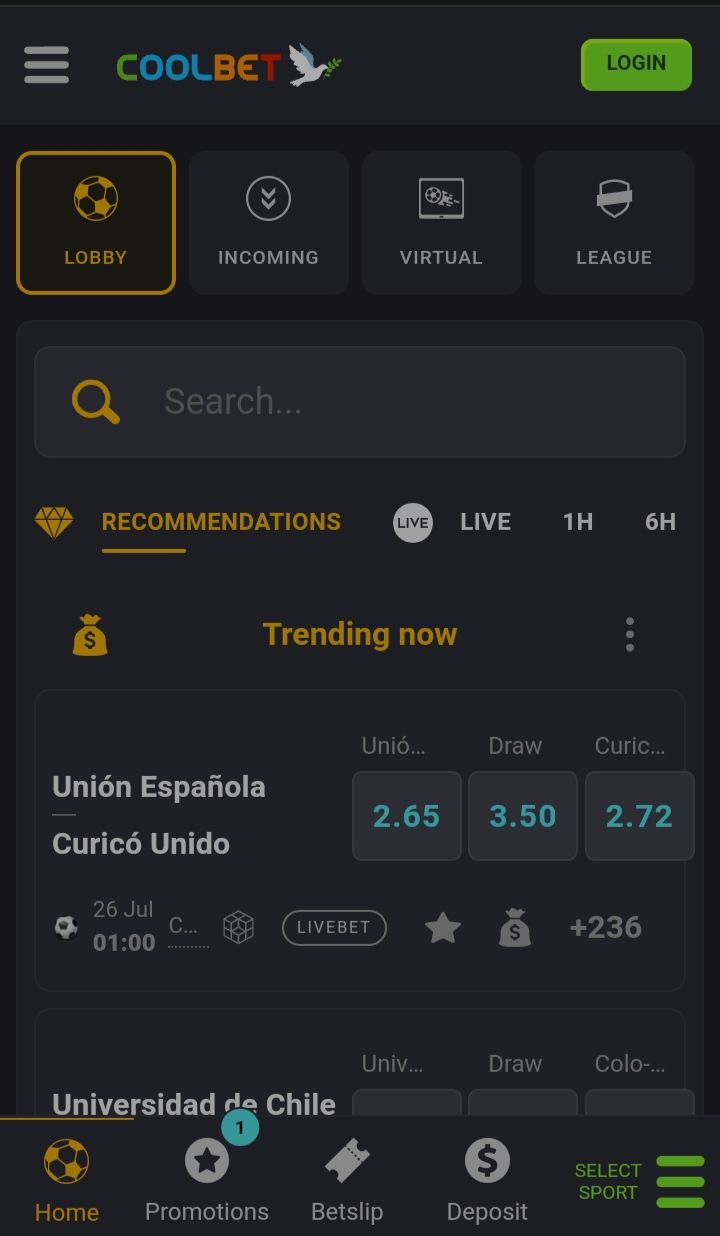 Skjermbilde av Coolbet casino hjemmeside