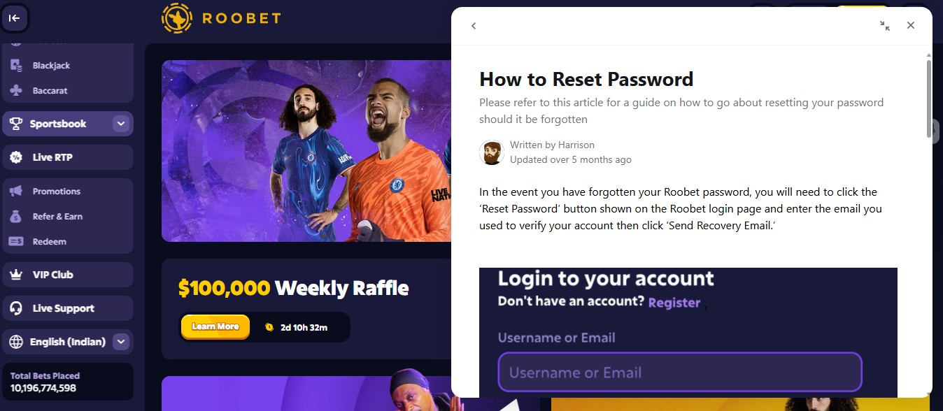 Roobet login